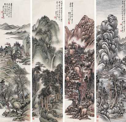 吴徵 辛巳（1941年）作 四季山水 立轴